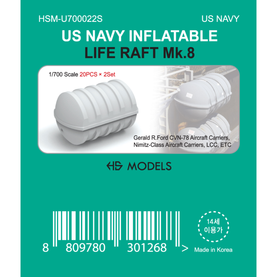 Photo of US Navy Inflatable Life Raft Mk.8 1:700 scale resin model set by HS Model for aircraft carriers and naval ships