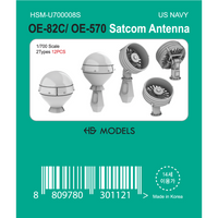 Photo of OE-82C / OE-570 SATCOM Antenna 1:700 scale resin model set by HS Model, showing 12 detailed 3D printed parts in two types
