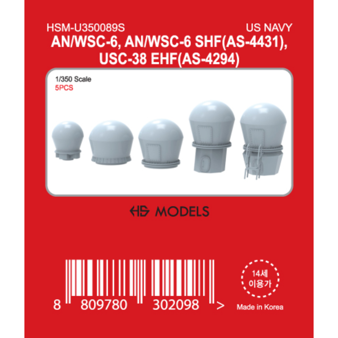 Photo of AN/WSC-6, AN/WSC-6 SHF (AS-4431), USC-38 EHF (AS-4294) Dome Radars Set 1/350 Scale HS Model HSM-U350089S 3D Printed Resin Model
