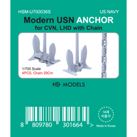 Photo of 1:700 scale Modern US Navy Anchor Set for CVN and LHD ships by HS Model, 3D printed resin with chain