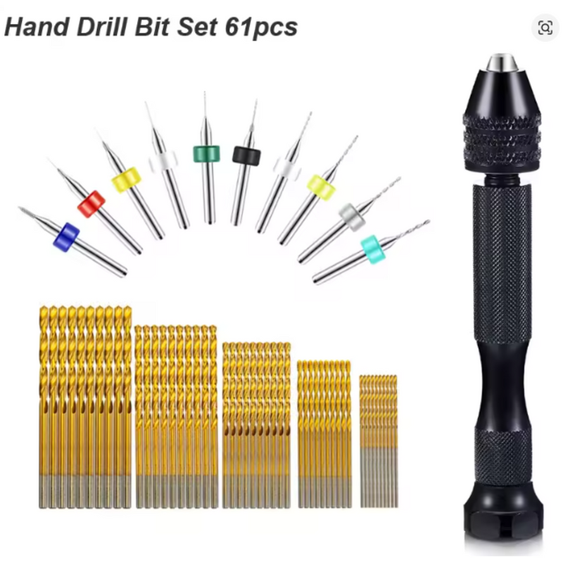 Photo of precision mini hand drill set with micro drill bits 0.1mm to 3mm for modelling and crafts