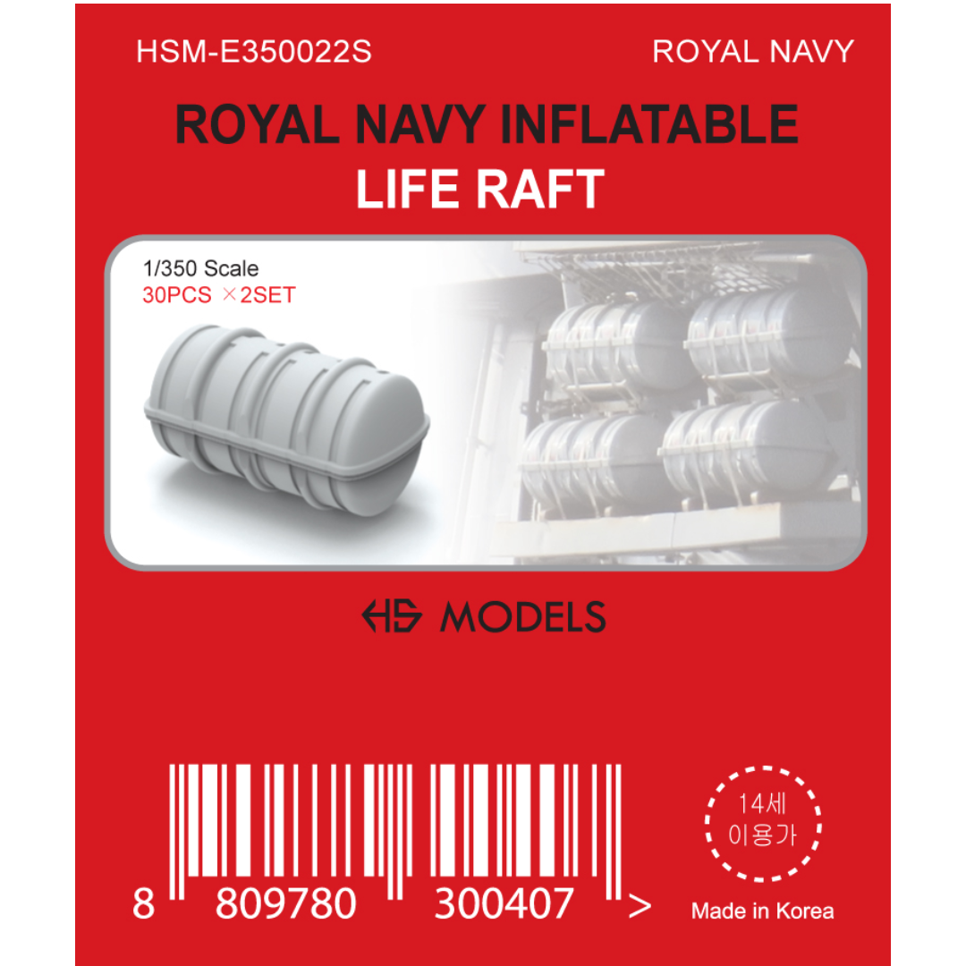 Photo of Royal Navy inflatable life raft 3D printed resin model set in 1/350 scale from HS Model HSM-E350022S