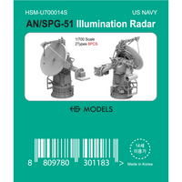 Photo of AN/SPG-51 Illumination Radar 1:700 HS Model HSM-U700014S 3D printed resin parts showing 6 pieces in 2 types