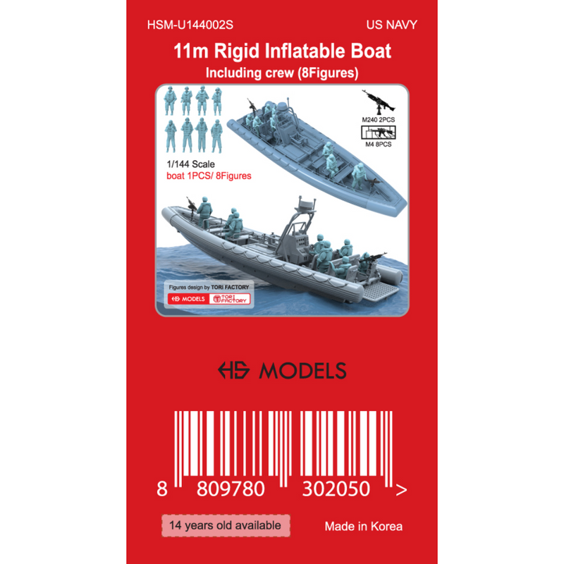 Photo of 11m Rigid Inflatable Boat with Crew 1:144 scale 3D printed resin model by HS Model