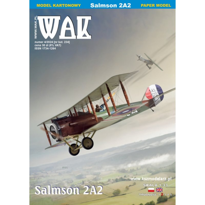 Photo of Salmson 2A2 American reconnaissance aircraft card model in 1:33 scale from WAK Publishing