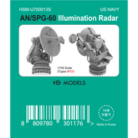 Photo of AN/SPG-60 Illumination Radar 1:700 scale resin model set by HS Model, showing detailed radar parts in 3D printed finish