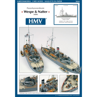 Photo of HMV Card Model Kit SMS Wespe & SMS Natter 1:250 scale paper model ships with detailed superstructure and dinghies