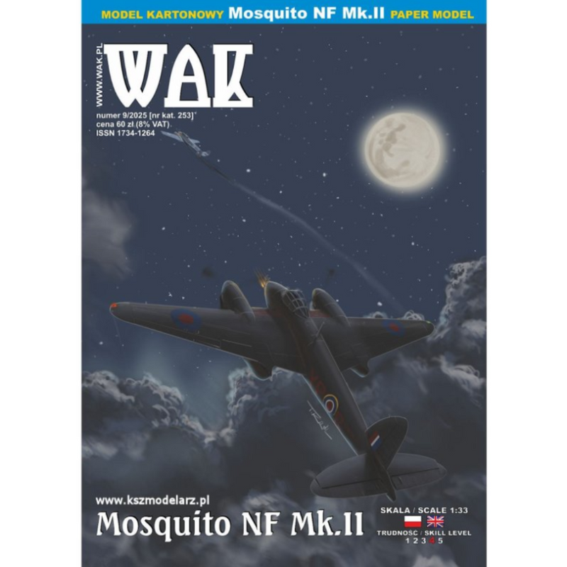 Photo of De Havilland Mosquito NF Mk.II 1:33 scale card model by WAK Publishing