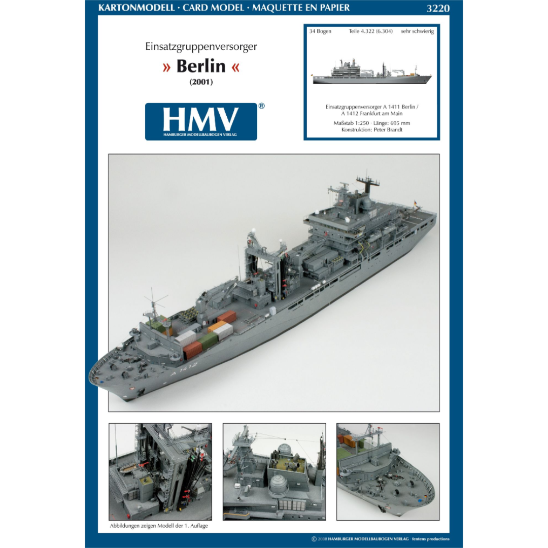 Photo of HMV Berlin Frankfurt am Main 1:250 German Navy supply vessel paper model kit