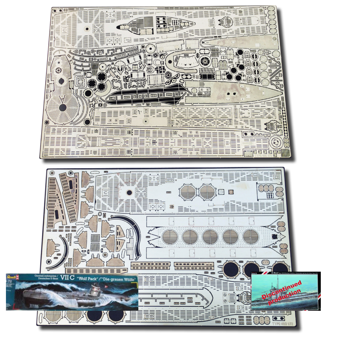 Photo of photo-etched deck and detail set for German U-Boat Type VIID 1:72 Revell 05015 RC Subs 031