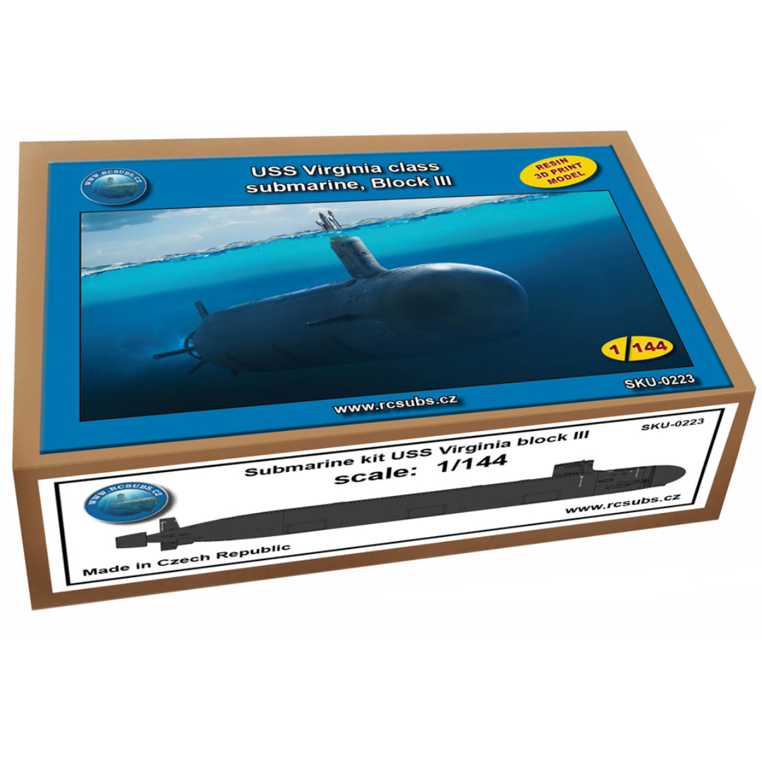 Photo of 3D printed USS Virginia Class Block III Submarine 1/144scale resin model by RC Subs