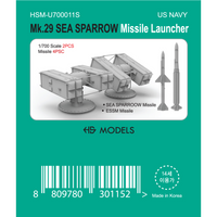 Photo of MK-29 Sea Sparrow 1:700 HS Model resin parts with launchers and missiles.