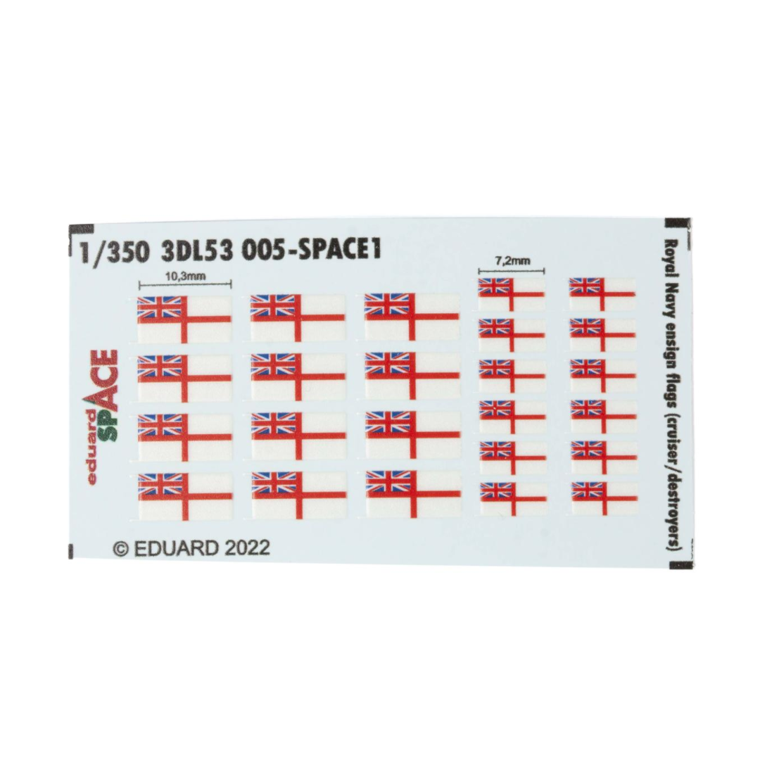 Photo of Eduard 3DL53005 Royal Navy Ensign Flags 1/350 scale 3D decals for model ships