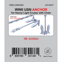Photo of WWII US Navy 1/350 scale anchor set with chain by HS Model HSM-U350030S