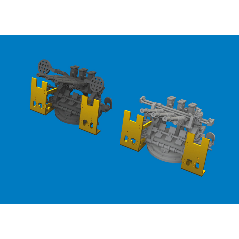 Photo of Eduard 653021 IJN Type 96 25mm Triple AA Gun Set 1/350 with 3D printed parts and photo-etch