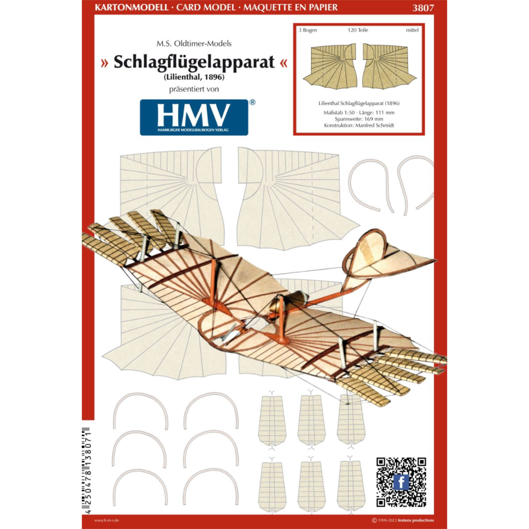 Photo of HMV M.S. Oldtimer-Models Lilienthal Schlagflügelapparat 1:50 scale card model kit by Manfred Schmidt