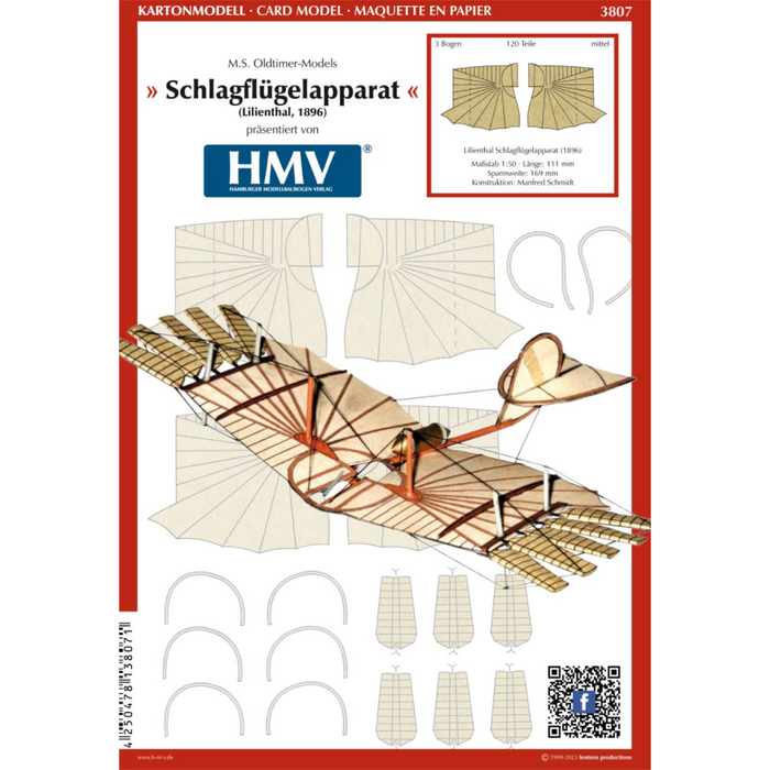 Photo of HMV M.S. Oldtimer-Models Lilienthal Schlagflügelapparat 1:50 scale card model kit by Manfred Schmidt