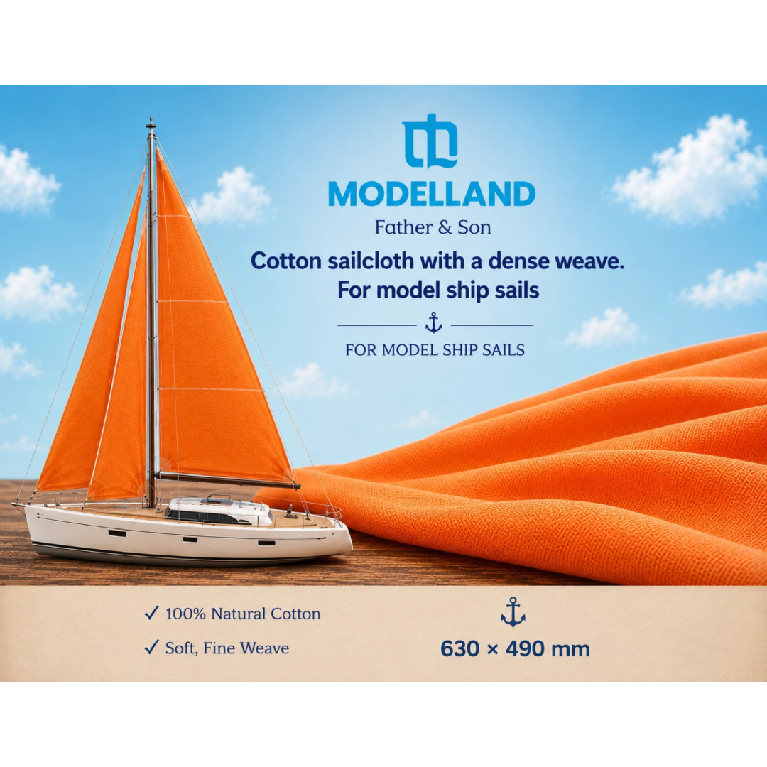 Photo of orange dense weave natural cotton sail cloth fabric for model ship sails
