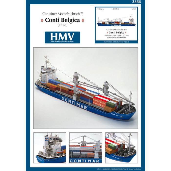 Photo of HMV Card Model Kit – Container Ship Conti Belgica 1/250 scale (103366), detailed paper model with 929 parts
