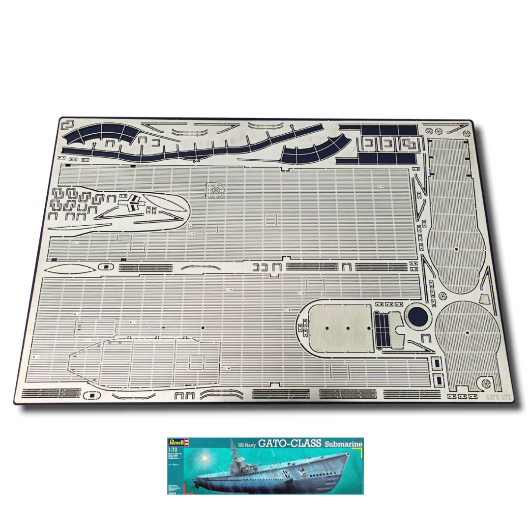 Photo of photo-etched brass center deck and detail set for USS GATO 1944 submarine 1:72 Revell 05047 by RCSubs