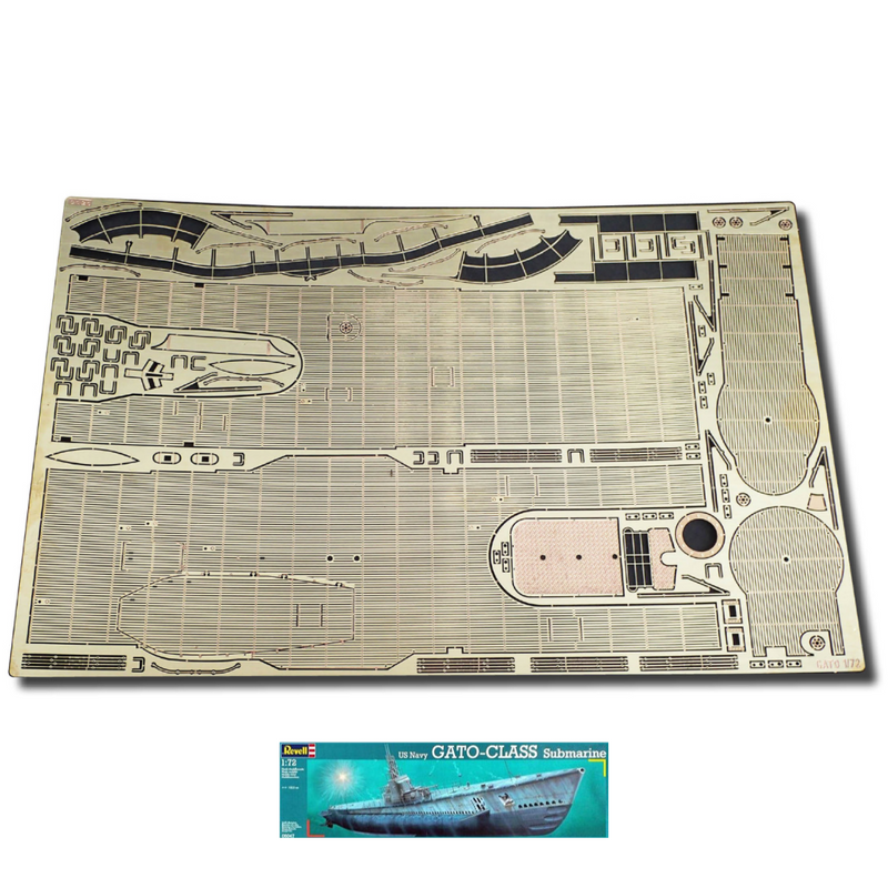 Photo of photo-etched brass center deck and detail set for USS GATO 1944 submarine 1:72 Revell 05047 by RCSubs