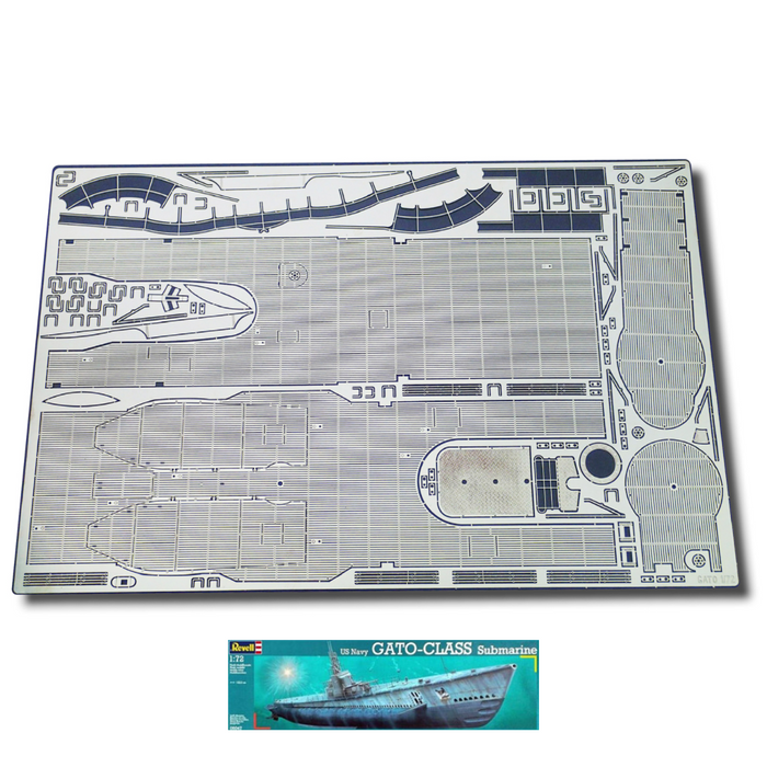 Photo of photo-etched brass deck detail set for USS GATO submarine 1:72 Revell 05047 by RCSubs