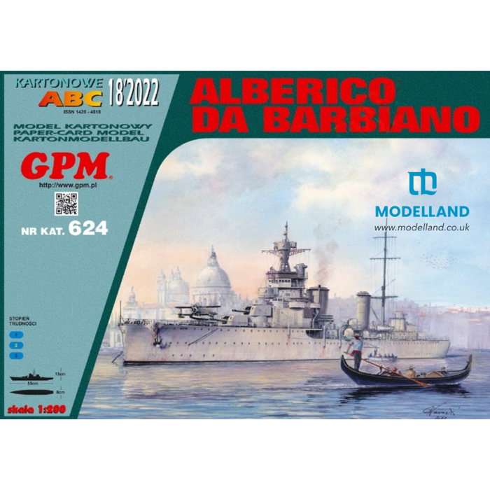 Photo of the Italian cruiser Alberico da Barbiano 1:200 scale card model kit by GPM