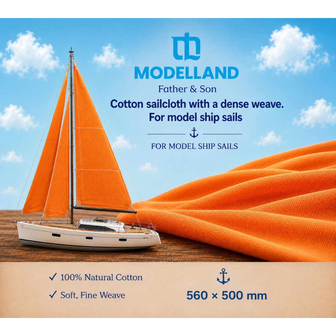 Photo of orange dense weave natural cotton sail cloth fabric for model ship sails