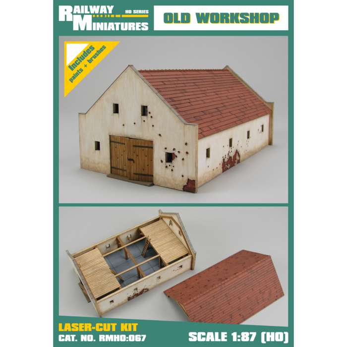 Photo of Old Workshop 1:87 Scale Vessel Railway Miniatures Laser-Cut Card Model Kit assembled building