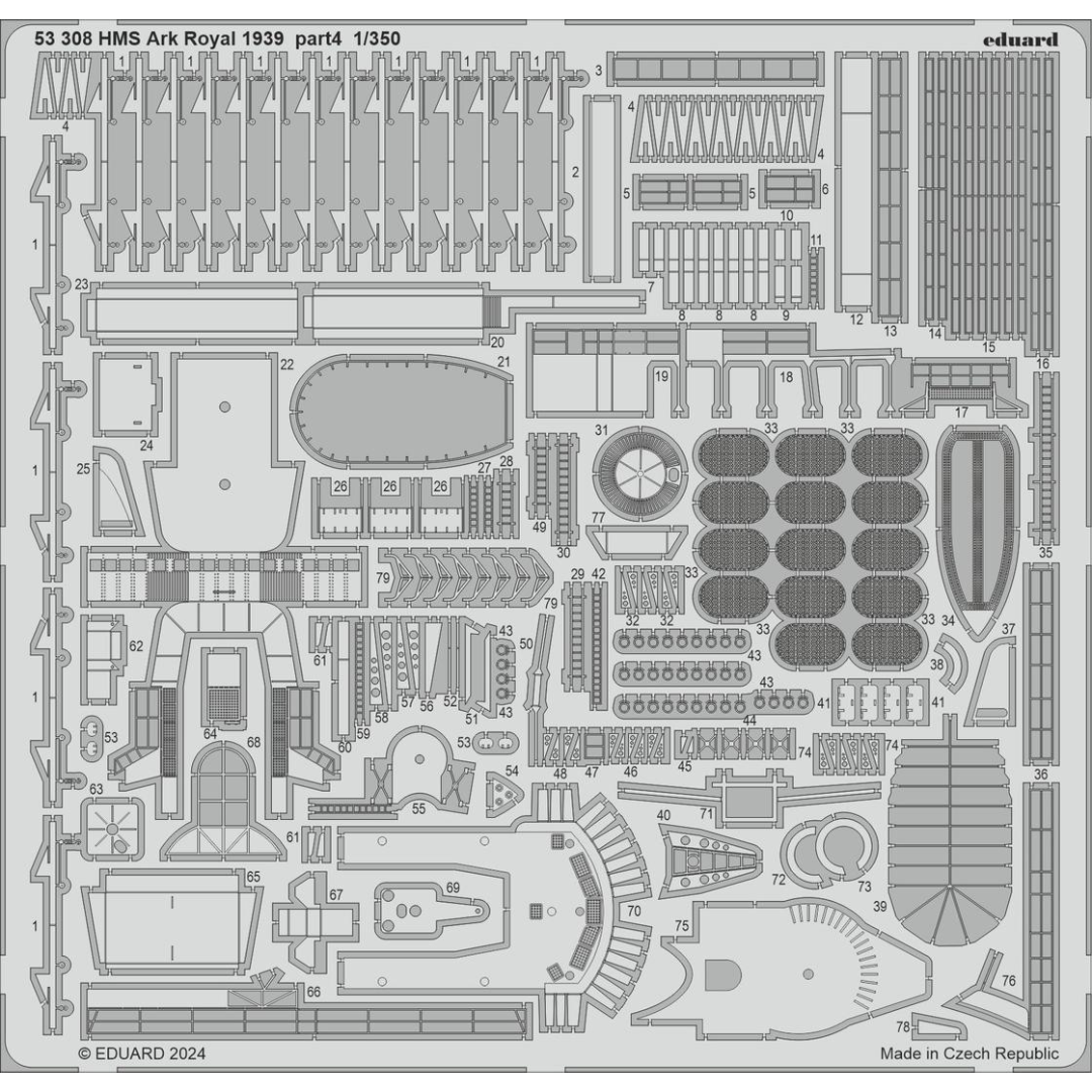 Photo of Eduard 53308 HMS Ark Royal 1939 Photo-Etched Details Part 4 for I Love Kit 1:350 scale model