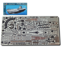 Photo of photo-etched brass detail set for German U-Boat Type VIIC in 1:350 scale, compatible with Revell 05093