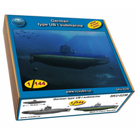 Photo of the German Type UB I Submarine resin model kit in 1:72 or 1:144 scale by RC Subs, showcasing fine historical details.