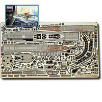 Photo of finely detailed photo-etched brass parts for German U-Boat Type VIIC/41 1:350 scale, designed for Revell 05154.