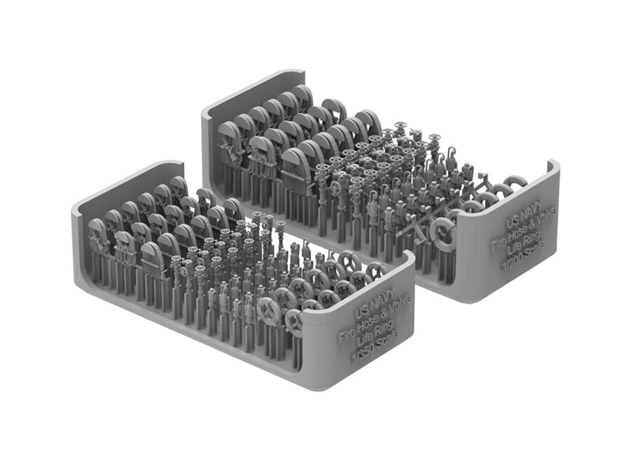 Set of miniature figures in a storage case on a white background