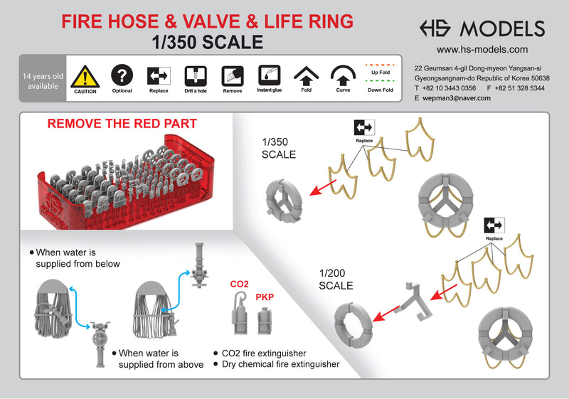 Photo of HS Model Fire Hose, Valve & Life Ring Set HSM-U350057S 1/350 scale resin and photo-etch parts for ship models