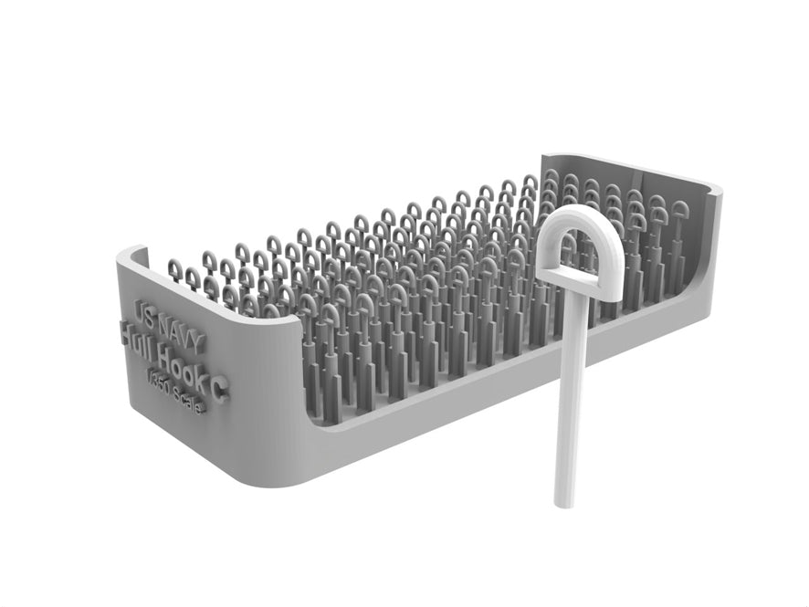 Gray nail holder with multiple nails on a white background