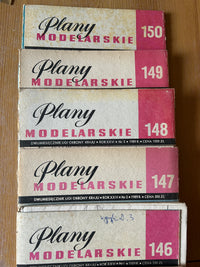 Photo of Plany Modelarskie complete set of 150 issues with folded A1 technical drawings for model building (1965–1989)
