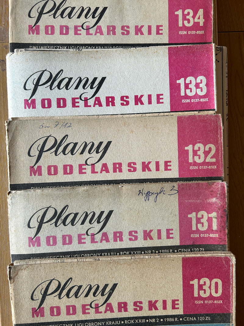Photo of Plany Modelarskie complete set of 150 issues with folded A1 technical drawings for model building (1965–1989)