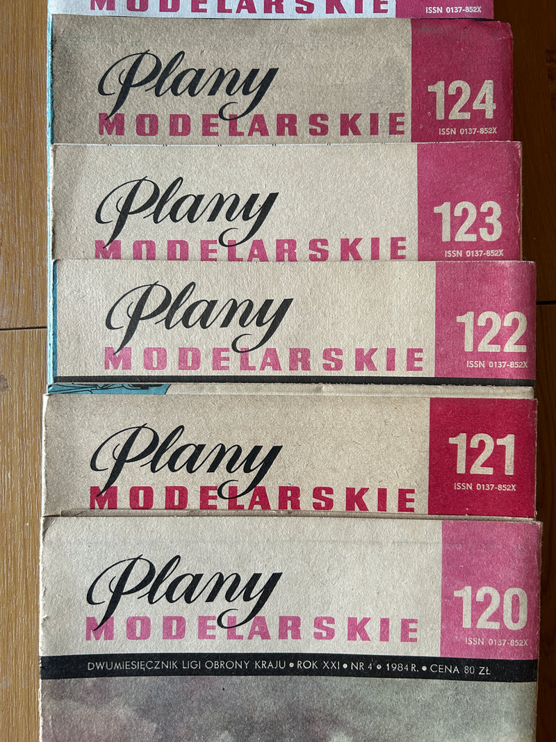 Photo of Plany Modelarskie complete set of 150 issues with folded A1 technical drawings for model building (1965–1989)