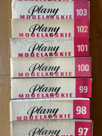 Photo of Plany Modelarskie complete set of 150 issues with folded A1 technical drawings for model building (1965–1989)