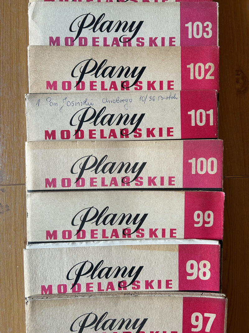Photo of Plany Modelarskie complete set of 150 issues with folded A1 technical drawings for model building (1965–1989)