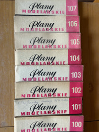 Photo of Plany Modelarskie complete set of 150 issues with folded A1 technical drawings for model building (1965–1989)