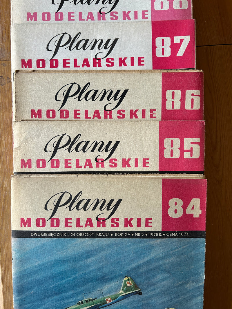 Photo of Plany Modelarskie complete set of 150 issues with folded A1 technical drawings for model building (1965–1989)