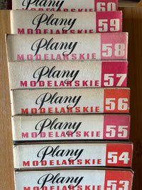 Photo of Plany Modelarskie complete set of 150 issues with folded A1 technical drawings for model building (1965–1989)