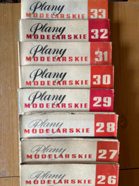 Photo of Plany Modelarskie complete set of 150 issues with folded A1 technical drawings for model building (1965–1989)