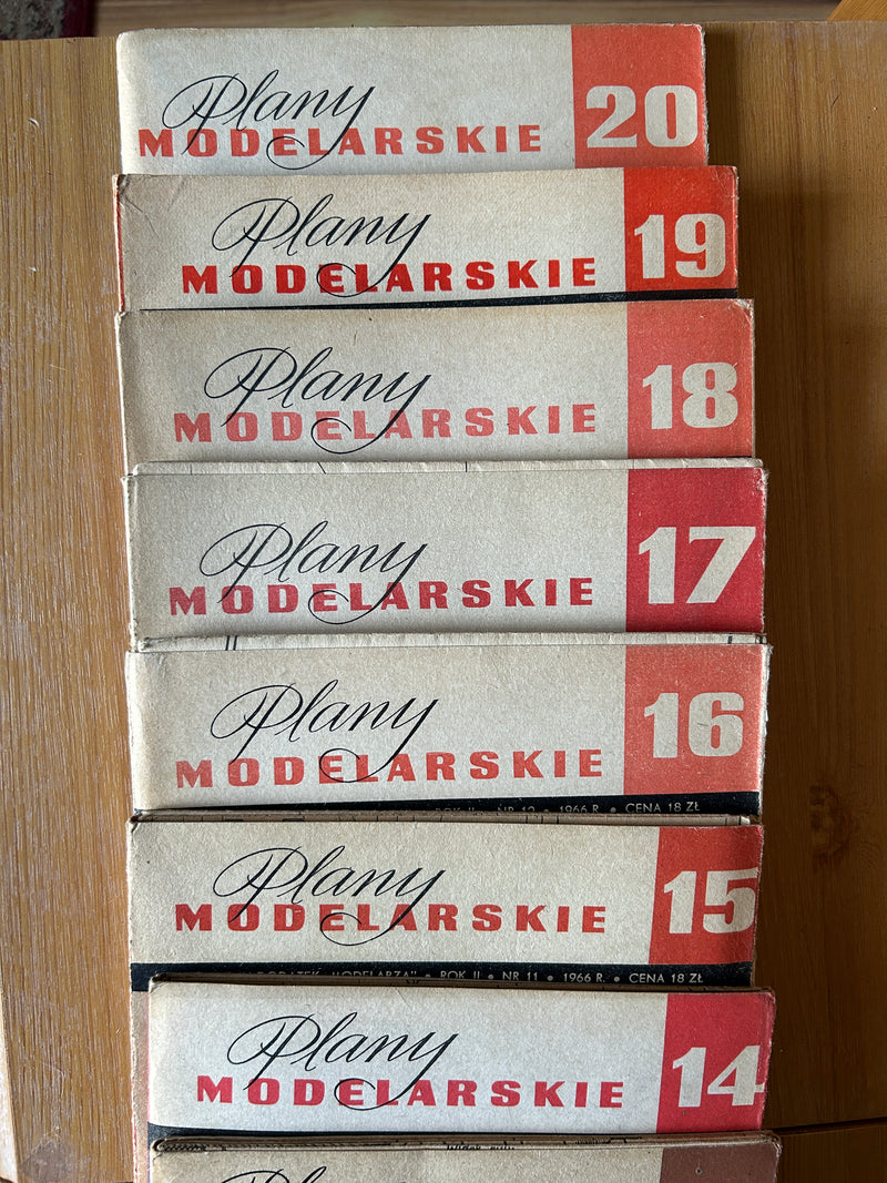 Photo of Plany Modelarskie complete set of 150 issues with folded A1 technical drawings for model building (1965–1989)