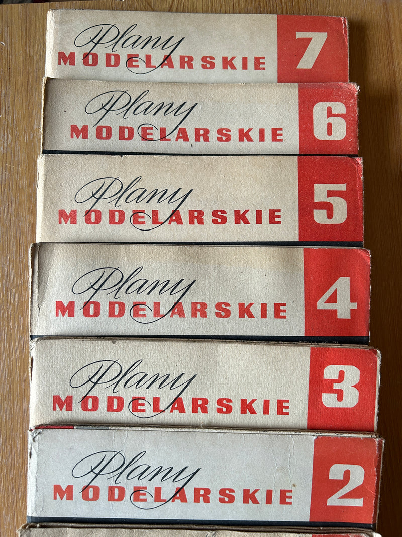 Photo of Plany Modelarskie complete set of 150 issues with folded A1 technical drawings for model building (1965–1989)