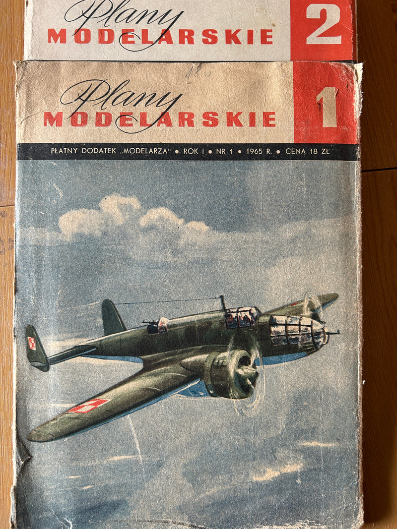 Photo of Plany Modelarskie complete set of 150 issues with folded A1 technical drawings for model building (1965–1989)