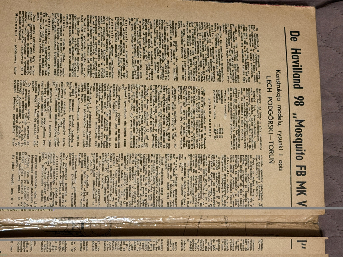 Plany Modelarskie 124 De Havilland 98 Mosquito FB Mk VI LOK