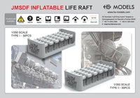Photo of JMSDF inflatable life raft set in 1/350 scale from HS Model, 3D printed resin parts, 60 pieces total.